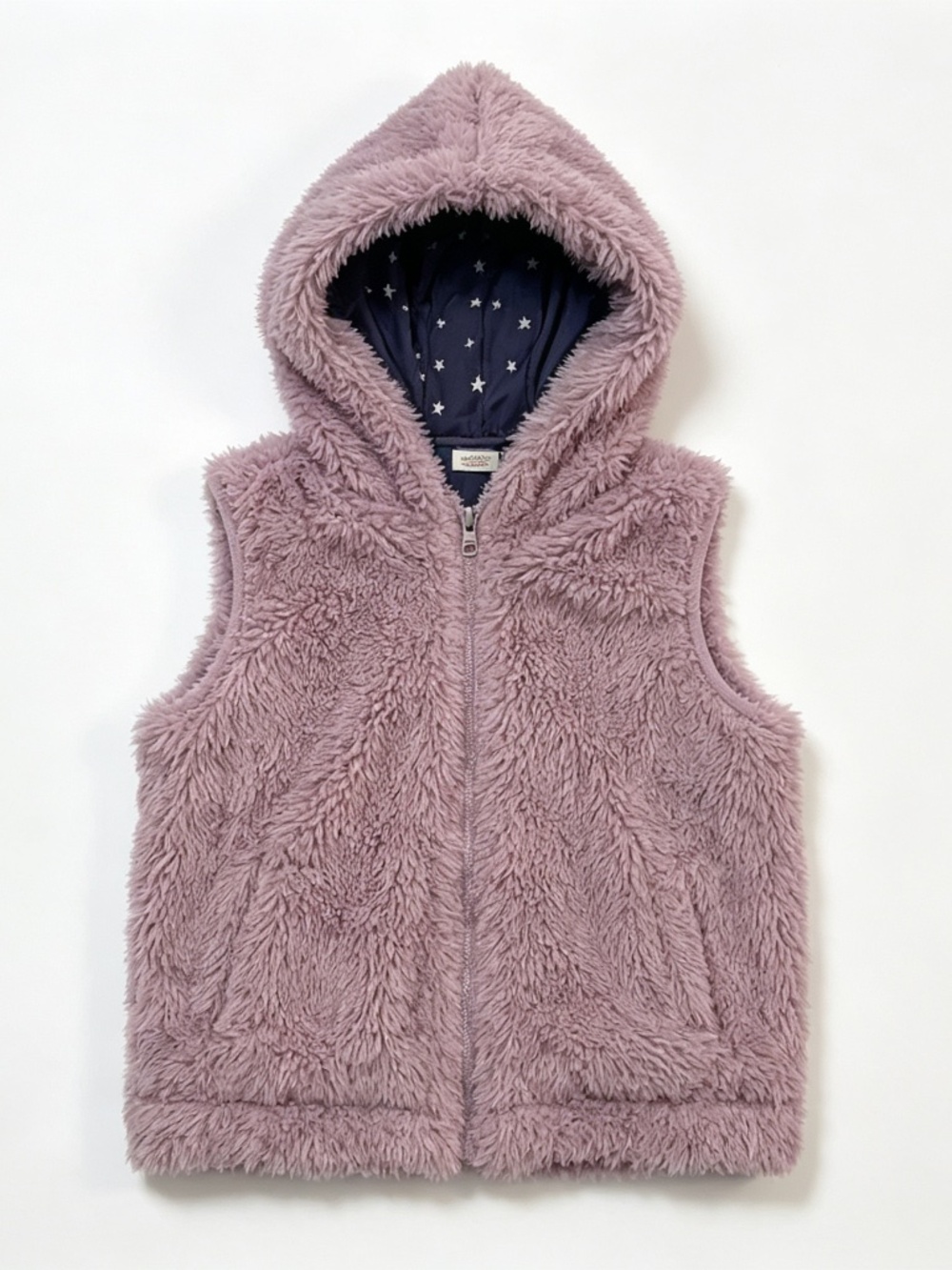 Mini Boden Girls Fluffy Hooded Vest Size 9-10Y | Pit to Pit 15", Length 19"